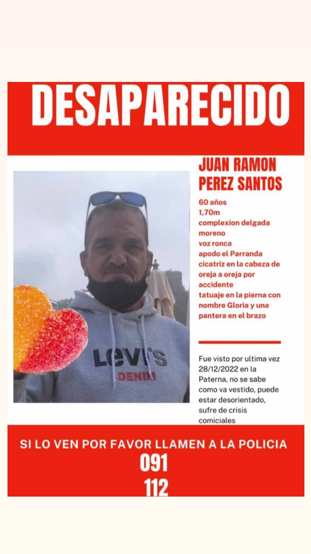 Localizan sin vida a Juan Ramón Pérez,'El Parranda', desaparecido en La Paterna