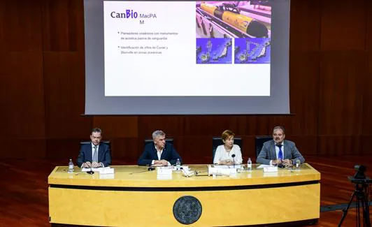 De izquierda a derecha, Christoph Kiessling, Lluís Serra, Rosa Aguilar y Javier Almunia ayer en la presentación de los resultados de CanBio. 