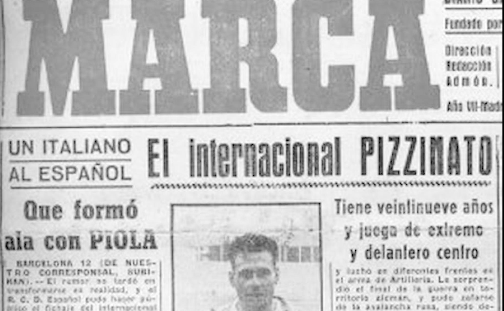 El diario deportivo Marca llevó a su portada el fichaje de Pizzinato por el Español. 