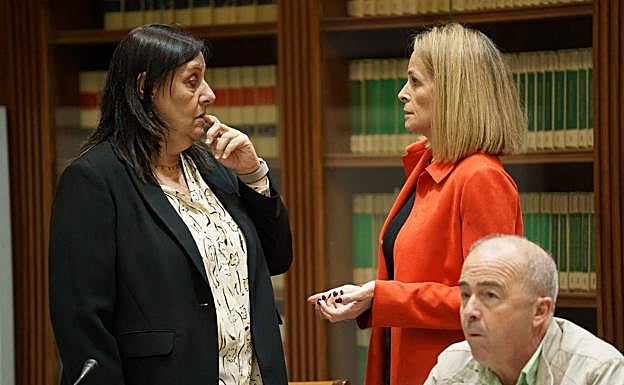 La fiscal jefe de Canarias, María Farnés Martínez-Frigola (i) y la diputada del grupo del Partido Popular, Luz Reverón. 