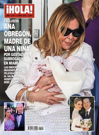 Portada del '¡Hola!' protagonizada por Ana Obregón y su bebé recién adquirido.