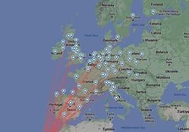 Imagen del tráfico aéreo hacia Canarias en el comienzo de la Semana Santa.