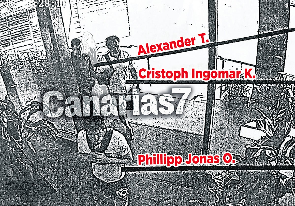 Imagen captada por las cámaras de seguridad de los investigados entrando a la habitación del hotel junto a la víctima el pasado 16 de marzo.