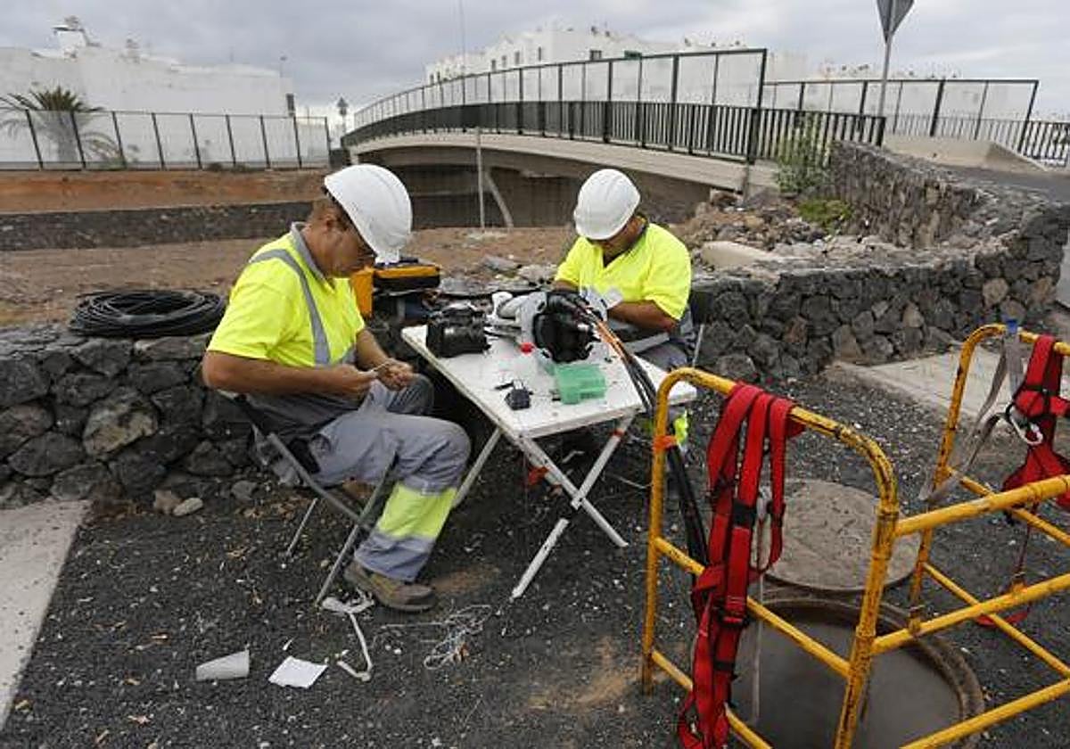 Trabajadores en Arrecife.