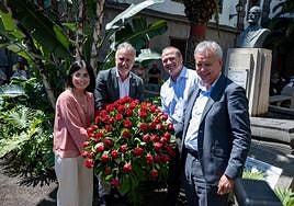 Carolina Darias, Ángel Víctor Torres, Augusto Hidalgo y Sebastián Franquis, en el acto del celebración del 144 aniversario del PSOE