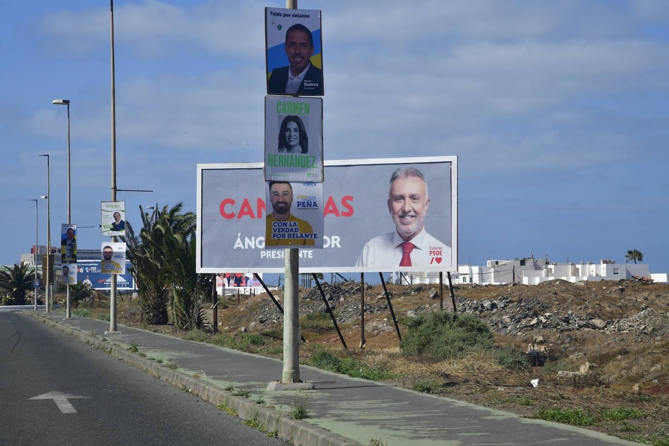 La marea de los carteles electorales inunda Gran Canaria
