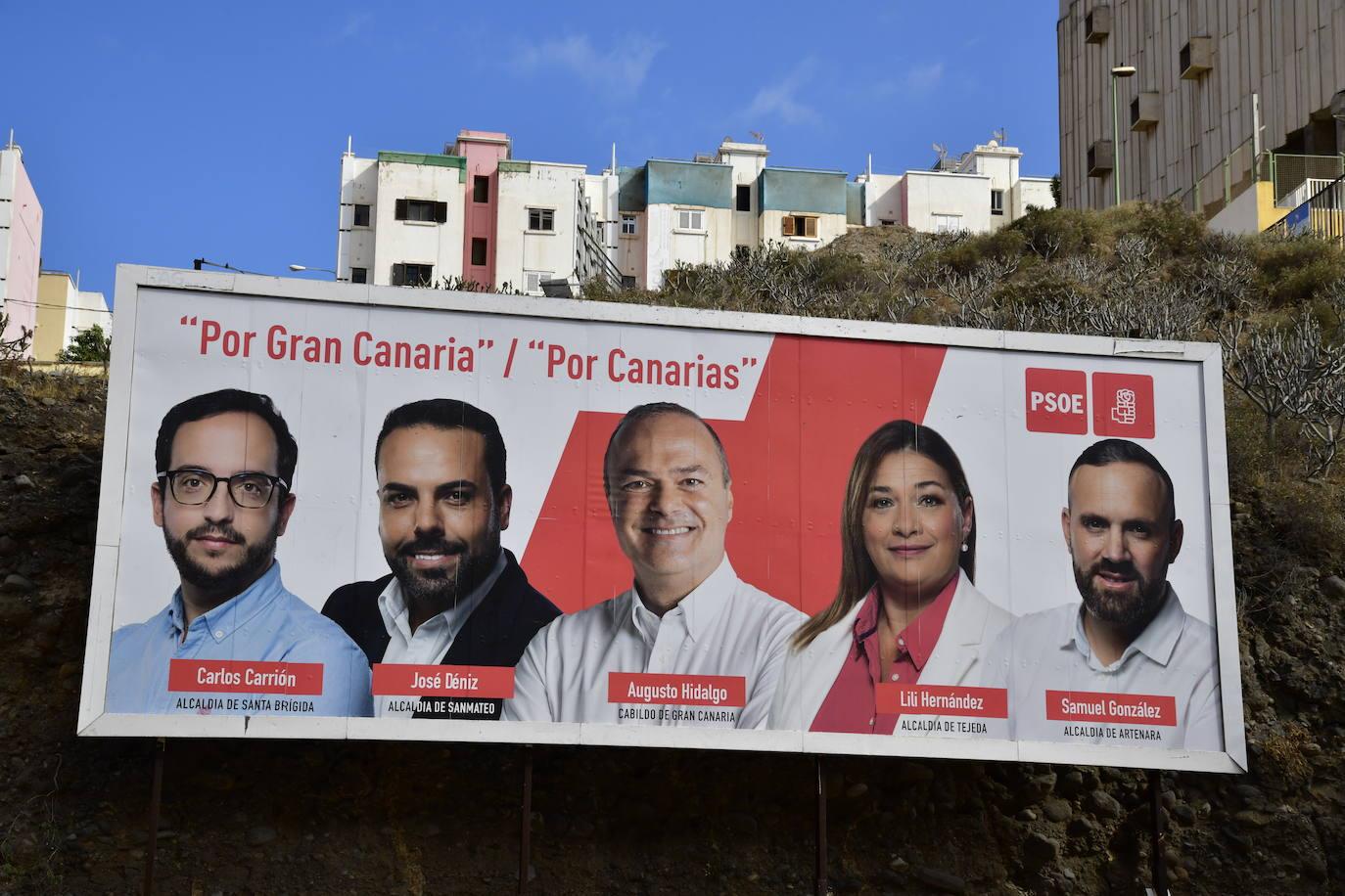 La marea de los carteles electorales inunda Gran Canaria