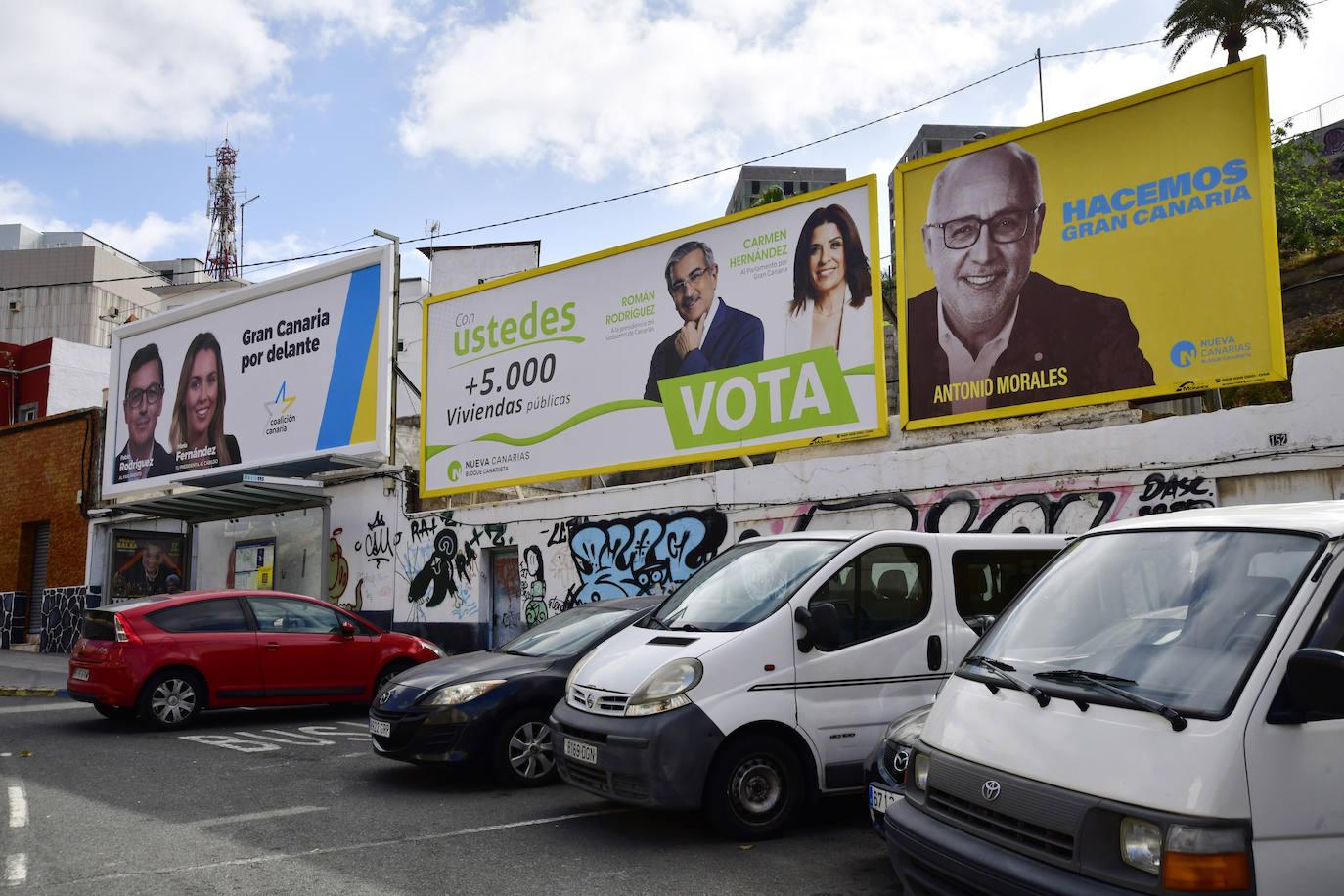 La marea de los carteles electorales inunda Gran Canaria