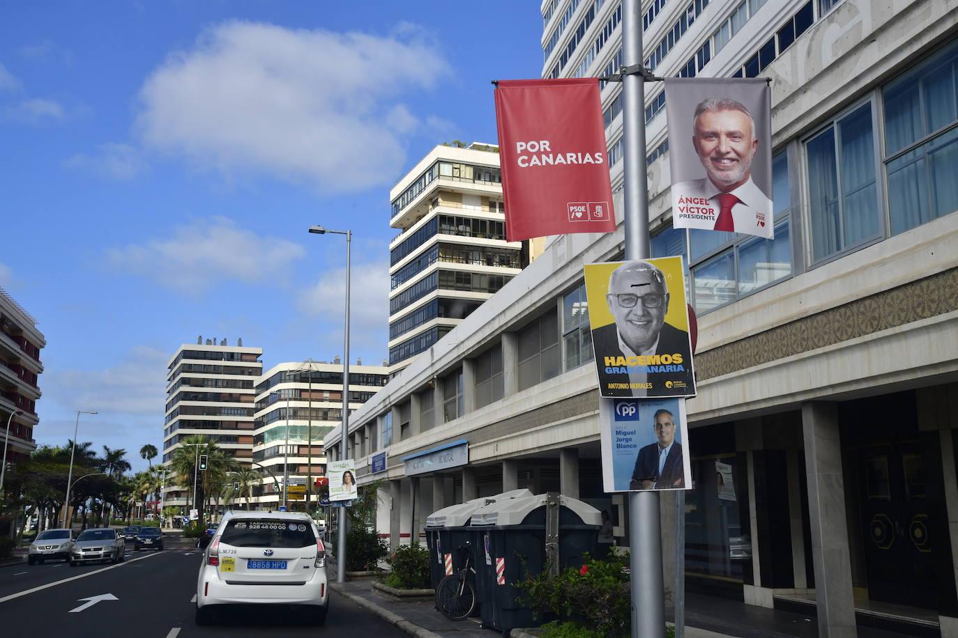 La marea de los carteles electorales inunda Gran Canaria