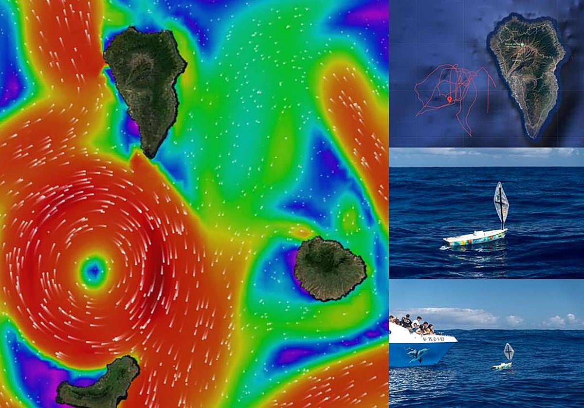 Un gran remolino oceánico atrapa un bote educativo canario