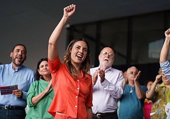 La ministra, Irene Montero, durante el mitin en el que participó en Tenerife.