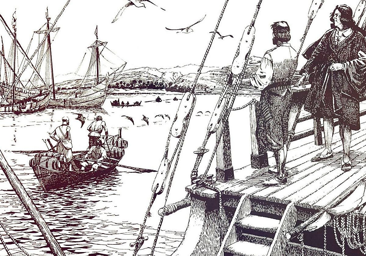 Recreación a plumilla del paseo del genovés por Maspalomas.