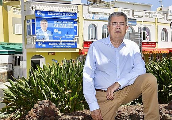 Marco Aurelio Pérez, en una foto reciente y frente a la sede de su partido.