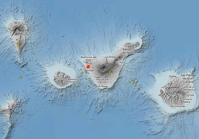 Registran una serie sísmica con al menos 40 terremotos en la costa oeste de Tenerife
