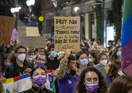 Imagen de archivo de una manifestación del 25N en la capital grancanaria.