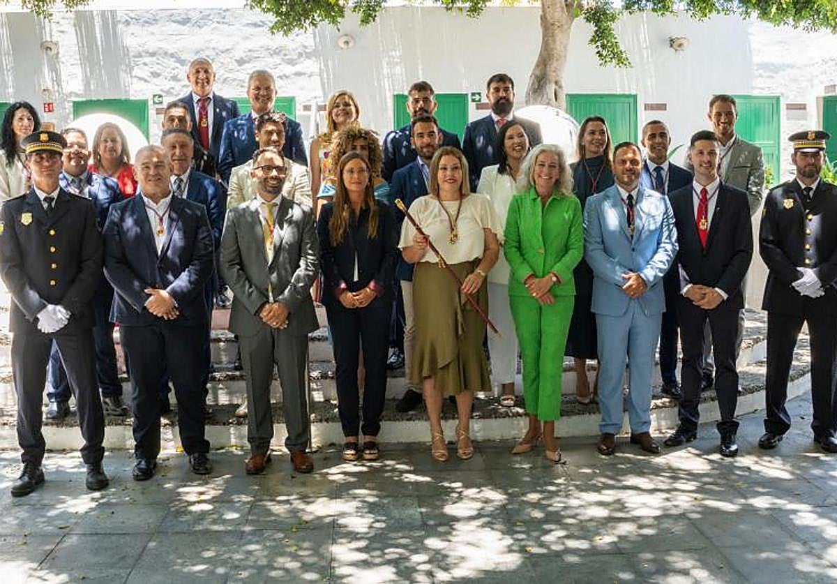 Concejales de Arrecife tras el pleno del sábado pasado.