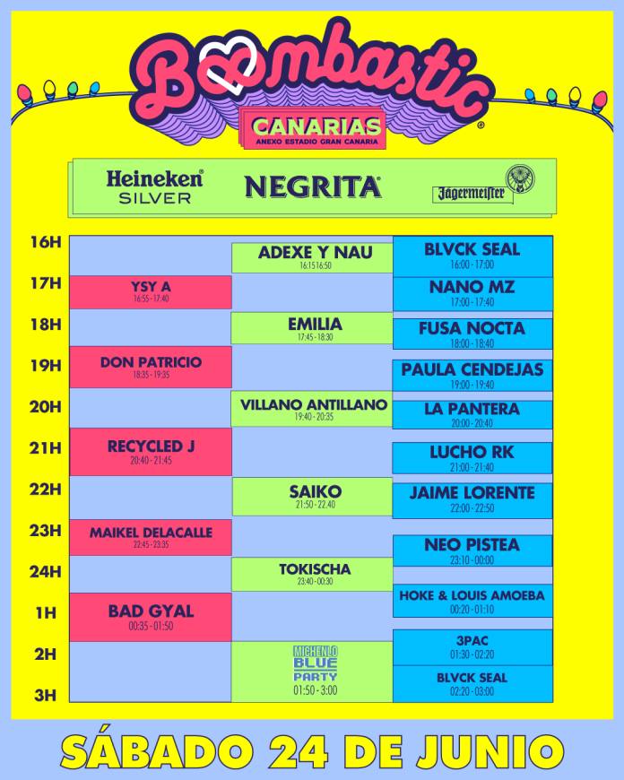 Horario de la segunda jornada del Boombastic canario, el sábado 24 de junio.