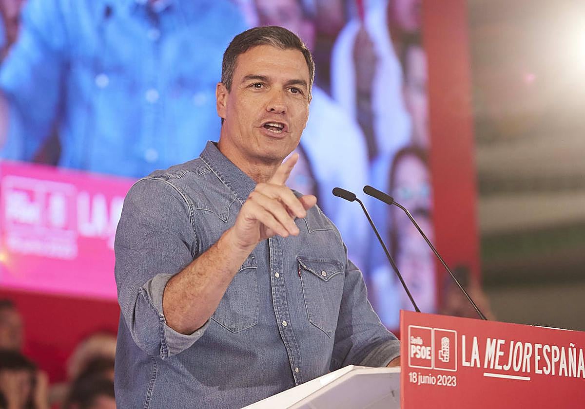 Pedro Sánchez en un mitin.
