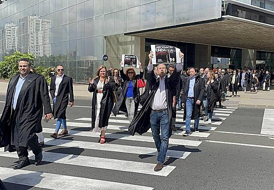 Imagen de una concentración de abogados en la capital grancanaria.