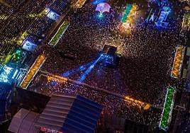 Vista aérea del estadio durante una de las dos noches de conciertos.