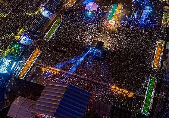 Vista aérea del estadio durante una de las dos noches de conciertos.