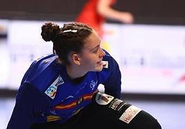 Sabina Mínguez, en uno de sus partidos internacionales.