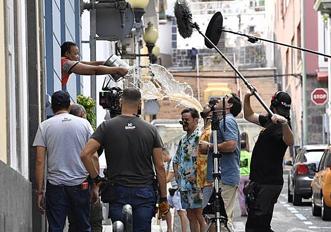 Una de las imágenes del rodaje en la capital grancanaria.