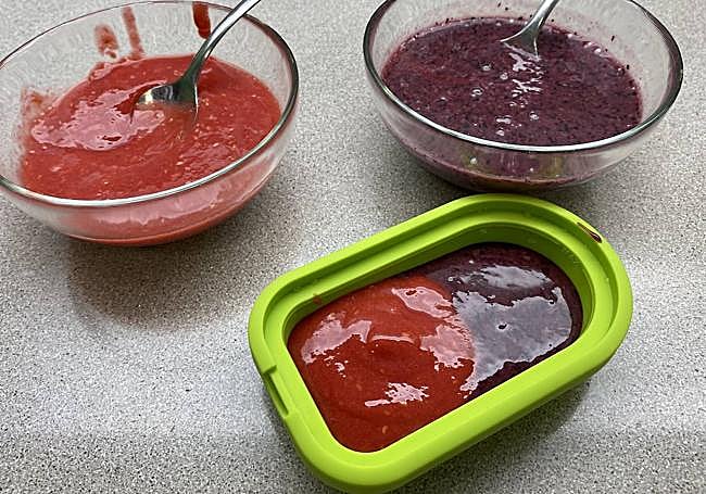 Otro cuarto, lo rellenamos con puré de moras