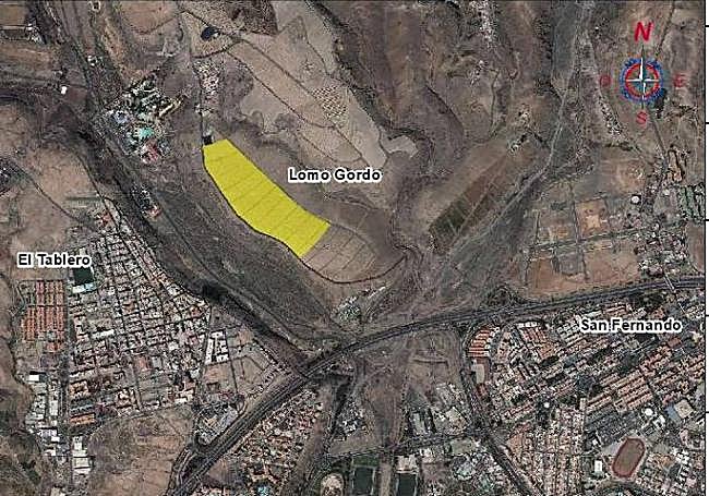 En amarillo el terreno de San Bartolomé de Tirajana barajado para ubicar Dreamland Studios.
