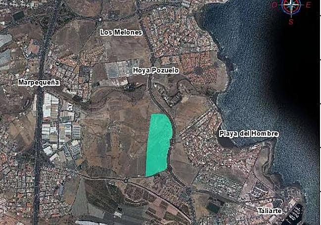 El terreno de Melenara valorado como posible ubicación correponde a la mancha verde.