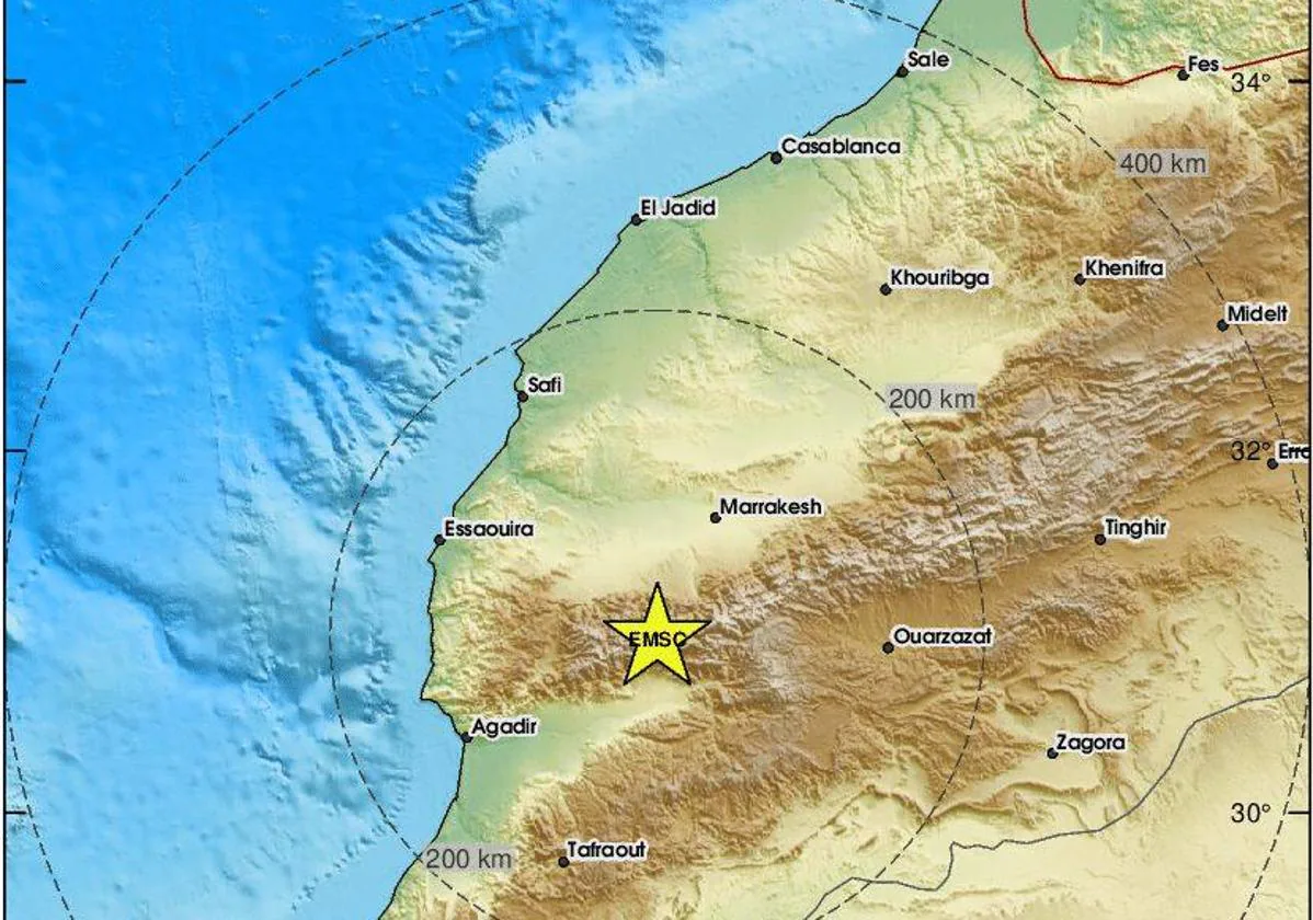 Mapa de la zona en la que se registró el terremoto.