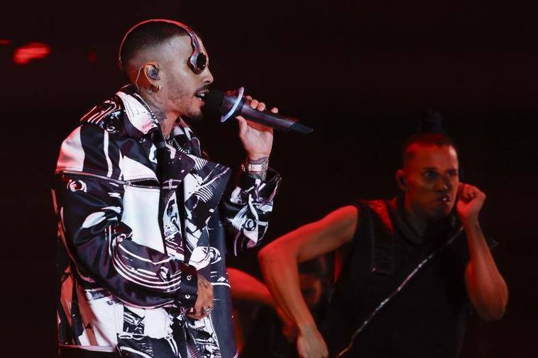 El artista puertorriqueño Rauw Alejandro durante su concierto del pasado domingo en el Wizink Center de Madrid.