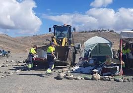 Vista del dispositivo que se montó en Las Carpinteras para desalojar a los acampados.