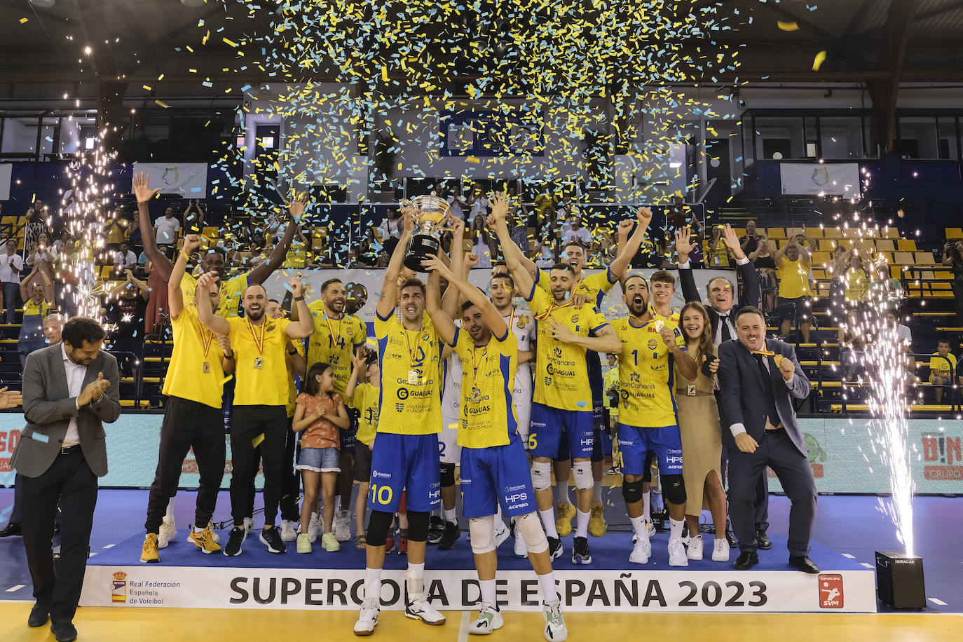 Celebración del Guaguas tras la conquista de la Supercopa de España.