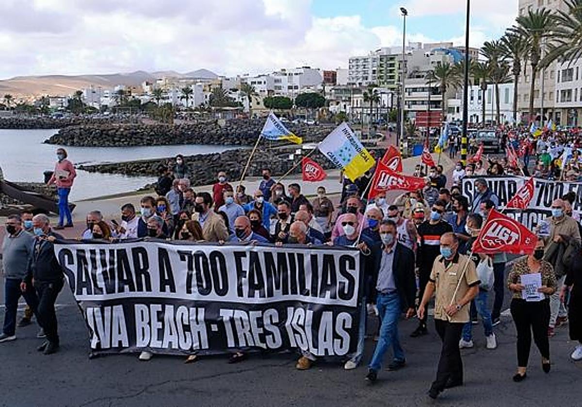 Imagen de archivo de las protestas de los trabajadores en Puerto del Rosario.