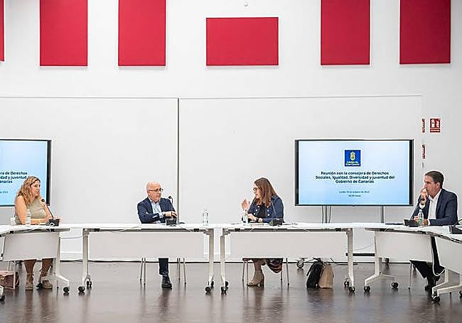 Un momento de la reunión entre Bienestar Social y Cabildo grancanario.