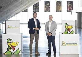 Paris García, director de Marketing y Comercial del C.B. Gran Canaria, y Carlos García, director de Marketing y Comunicación de HiperDino.