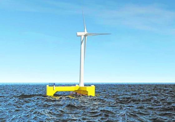 Plataforma de Floating Power Plant produciendo electricidad a partir del viento y las olas.