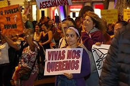 Imagen tomada en una manifestación del 25N en la capital grancanaria.