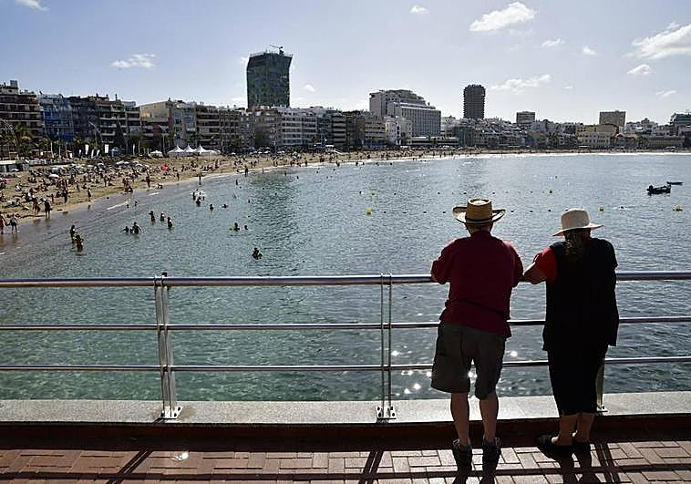 Este 25 de diciembre en la playa de Las Canteras.