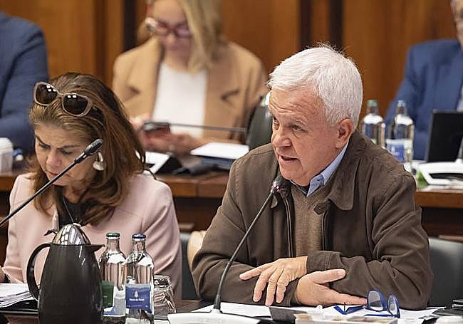 Carmelo Ramírez, consejero de Cooperación Institucional, hablando en el pleno.