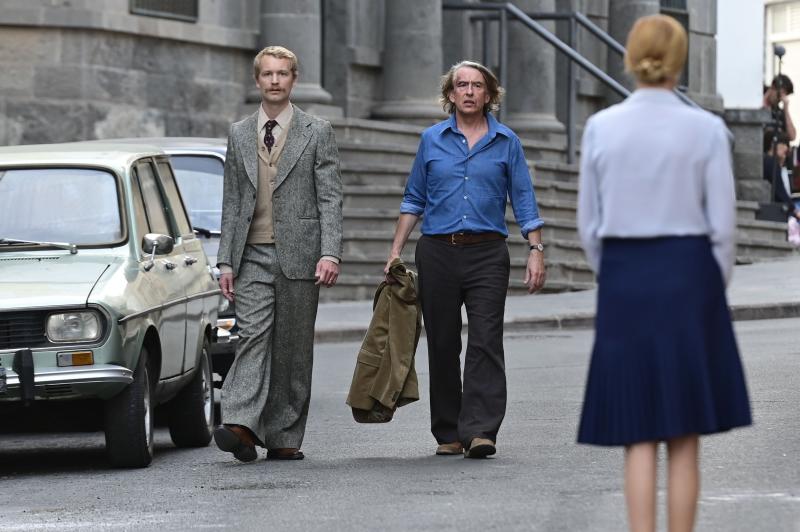 Un momento del rodaje de 'The Penguin Lessons', este diciembre, en el barrio de La Isleta.