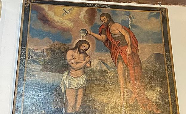 El bautizo de Jesús, uno de los tres lienzos restaurados. 