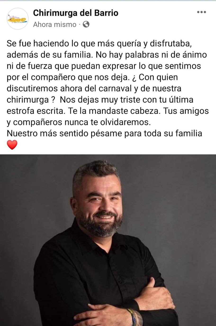 Mensaje publicado en el Facebook de la Chirimurga. 