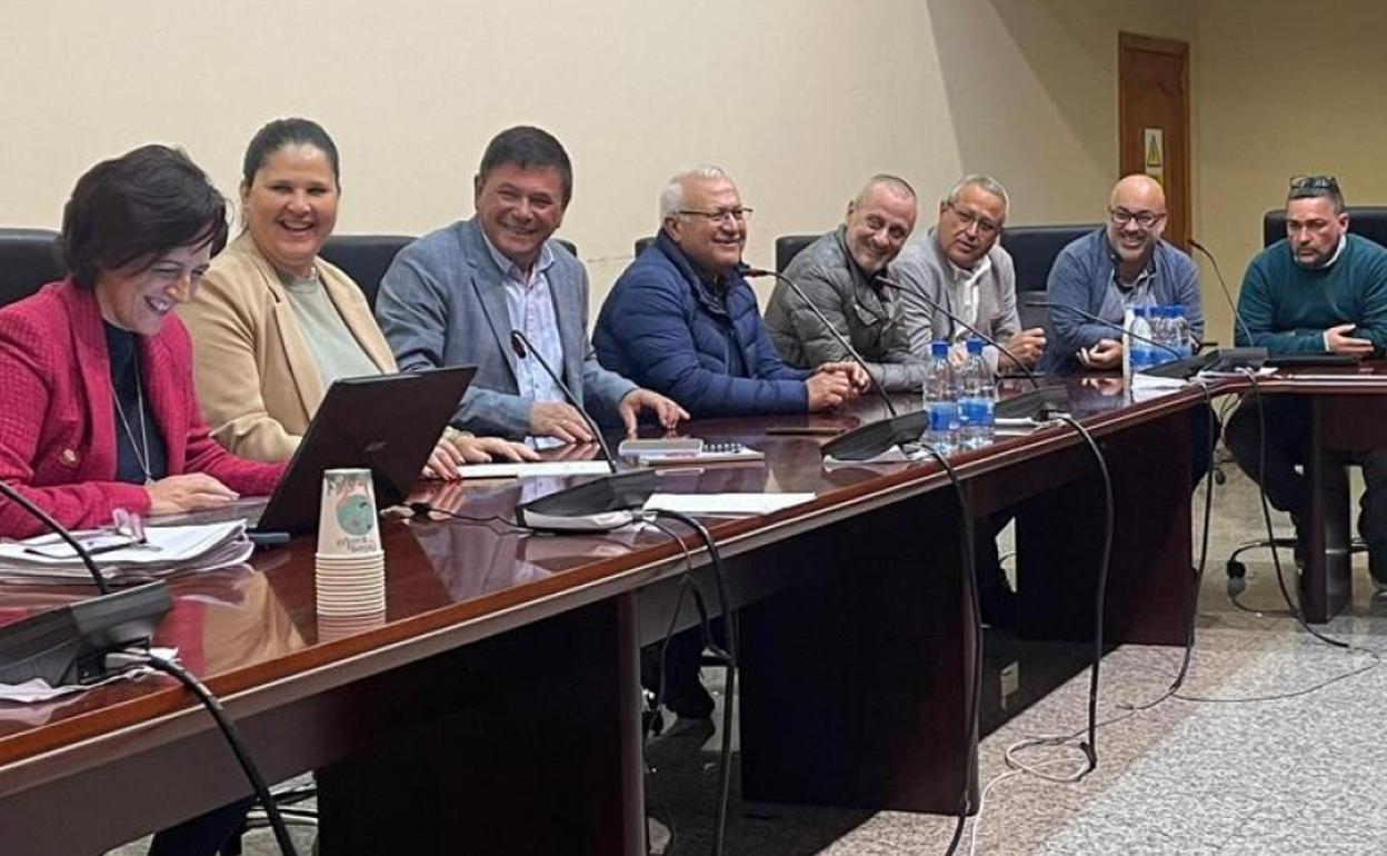 Alcaldes y concejales, durante el pleno de la Mancomunidad de Municipios Centro-Sur de traspaso de competencias. 