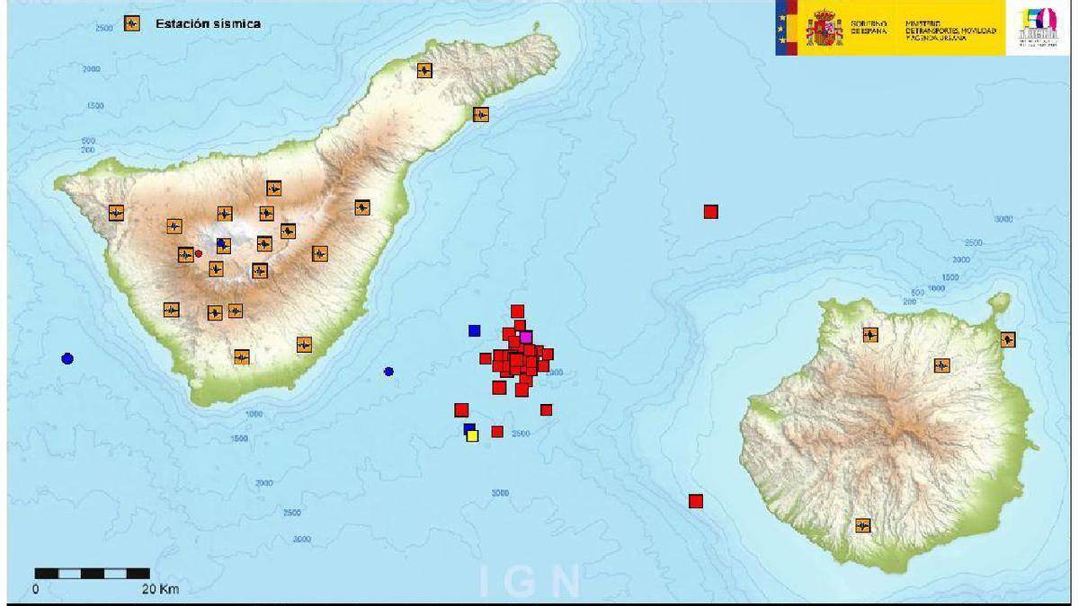 Localizados 37 terremotos en menos de 4 horas entre Gran Canaria y Tenerife