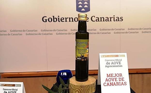 Hernández ganó el certamen de AgroCanarias 2023 con la variedad de aceite hojiblanca-picual. 