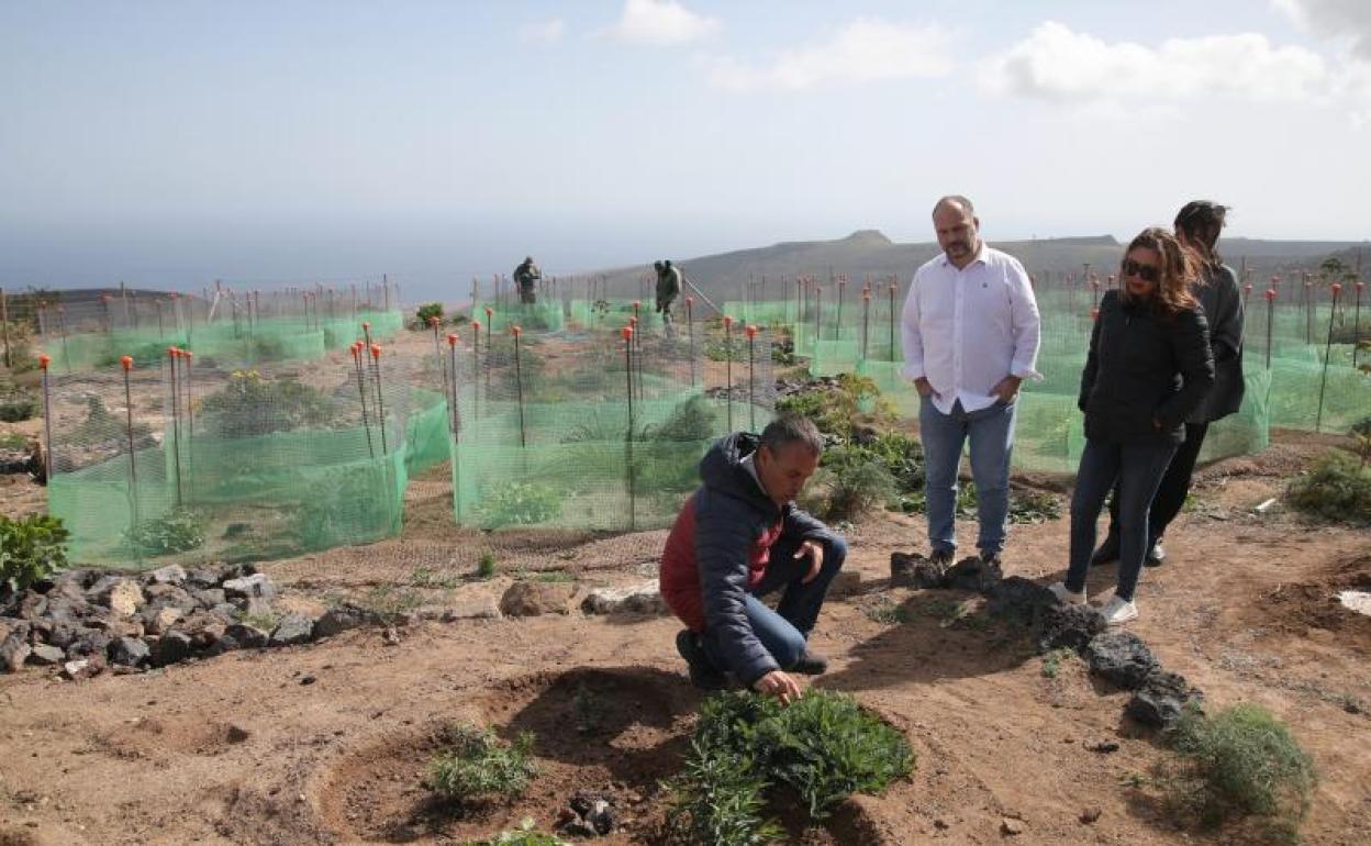 Visita de Valbuena y Corujo a la cumbre de Famara. 