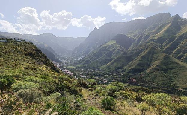 El camino hacia la quesería está marcado por unas imponentes vistas a todo el valle de Agaete. 