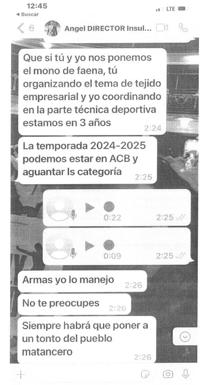 Imagen de la primera conversación entre el mediador y el entonces director de Deportes de Tenerife, Ángel Luis Pérez. 